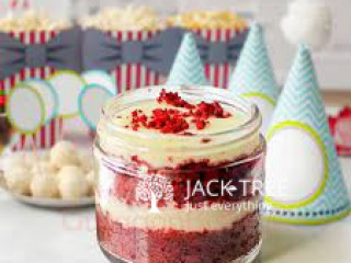 Red Velvet Sponge Jar Cakes with Cream Cheese 