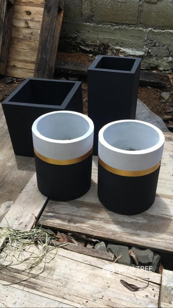 Highly durable black titanium planters square and cylinder pots