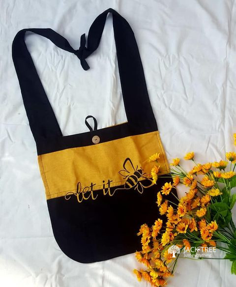 Hand painting linen bags made in sri lanka
