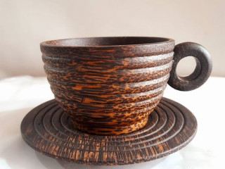 Wooden Tea Cup & Saucer Made of kithul wood