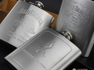 Hip flask with logo Jack Daniel,Jim Beam,Johnny Walker.