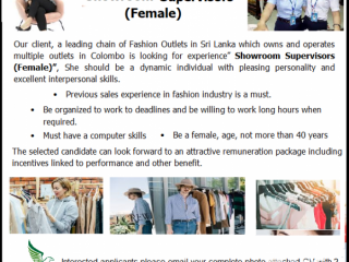 Vacancies:  Showroom Supervisors (Female)