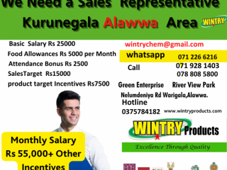 We Need a Sales Representative Kurunegala Alawwa Area