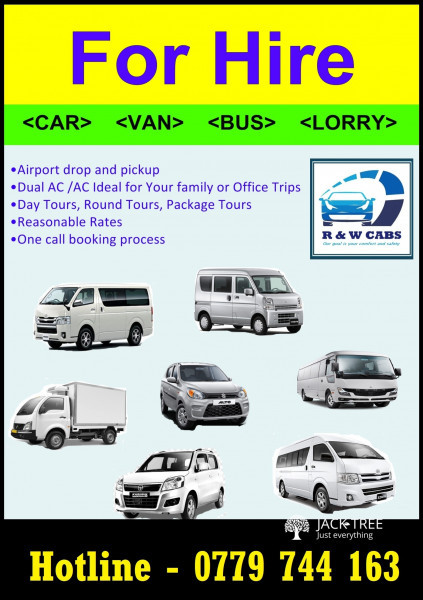 Cab Service Cars Vans Buses Lorries for Hire in Sri Lanka