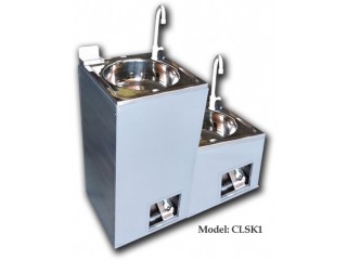 Hand Wash Station (Pedal Operated Sink) Twin Unit for Adults Kids - (w  Stainless Steel Tap)